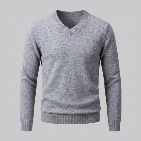 Herren Lässiger Langarm-Pullover mit V-Ausschnitt