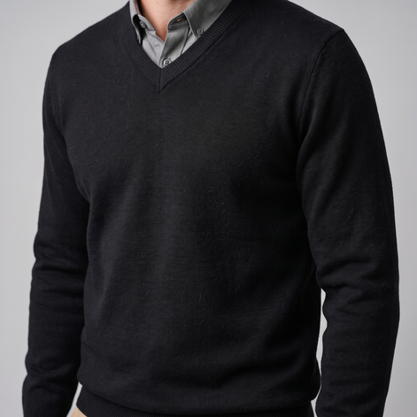 Herren Lässiger Langarm-Pullover mit V-Ausschnitt