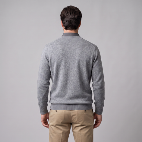 Herren Lässiger Langarm-Pullover mit V-Ausschnitt