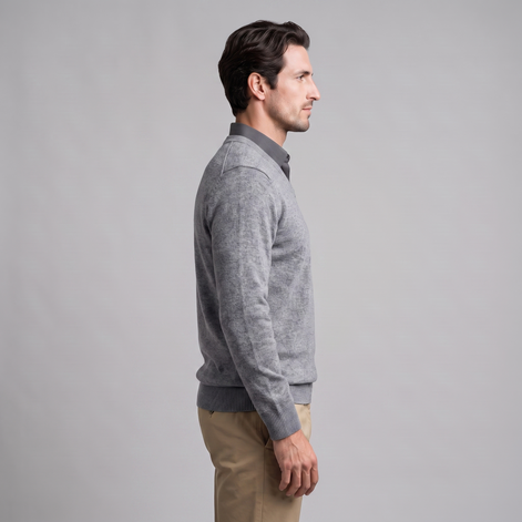 Herren Lässiger Langarm-Pullover mit V-Ausschnitt
