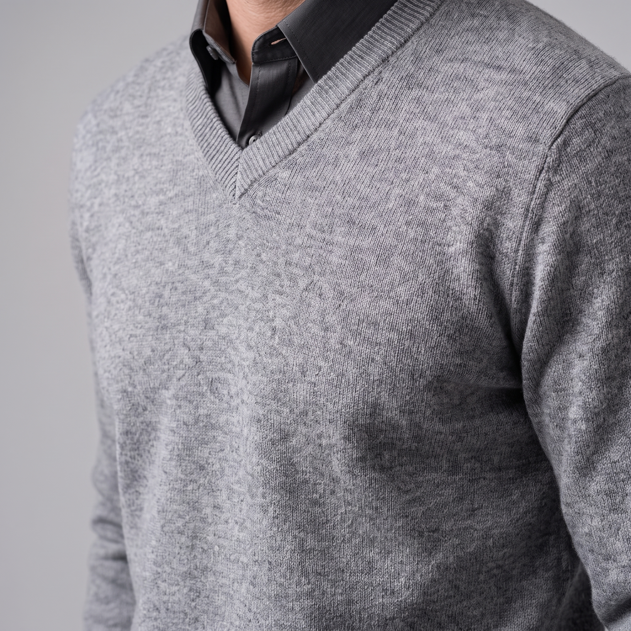 Herren Lässiger Langarm-Pullover mit V-Ausschnitt