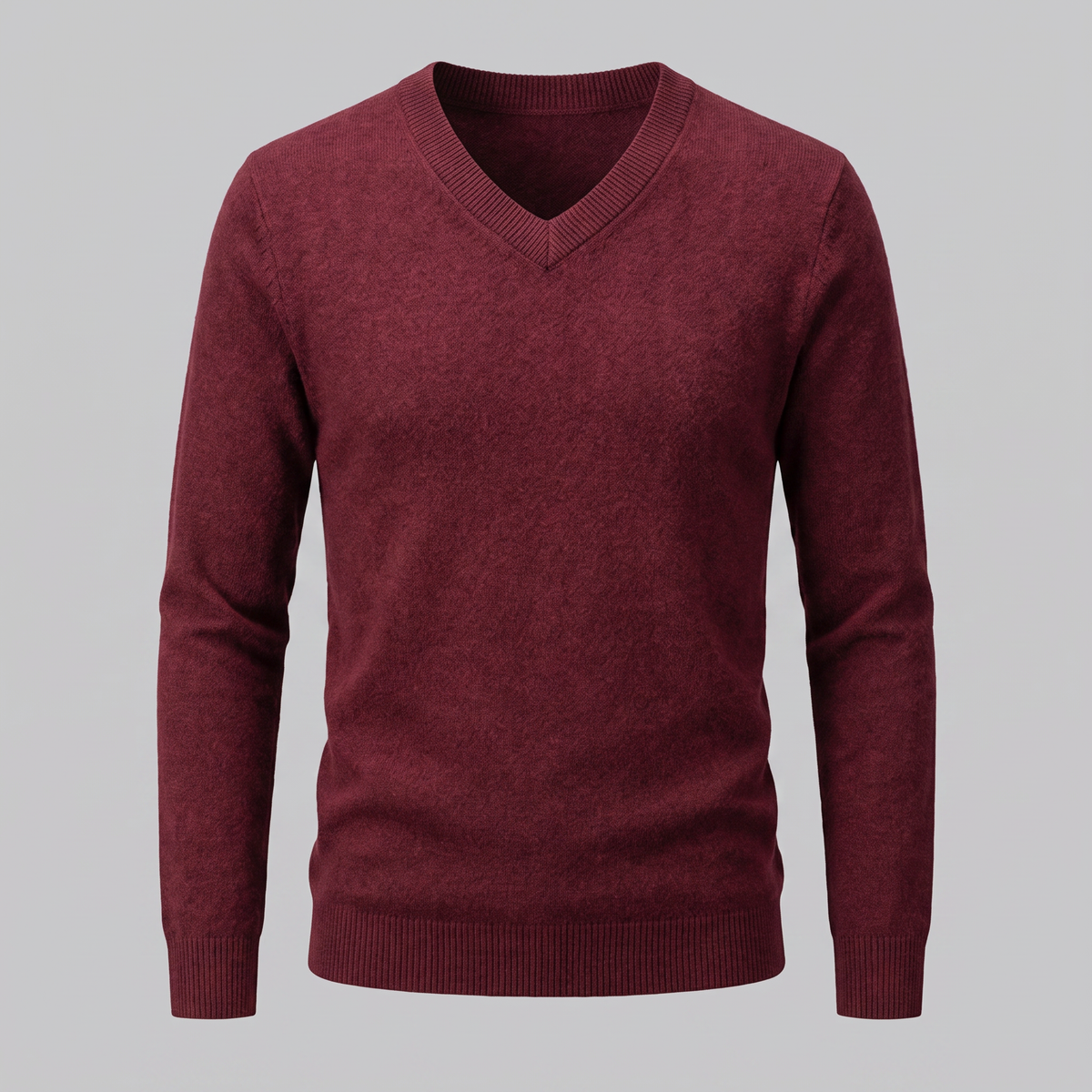 Herren Lässiger Langarm-Pullover mit V-Ausschnitt
