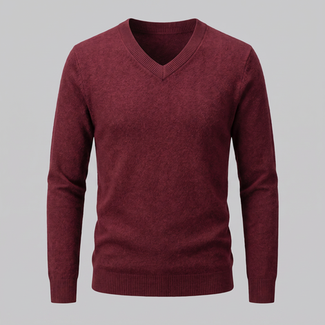Herren Lässiger Langarm-Pullover mit V-Ausschnitt