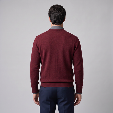 Herren Lässiger Langarm-Pullover mit V-Ausschnitt