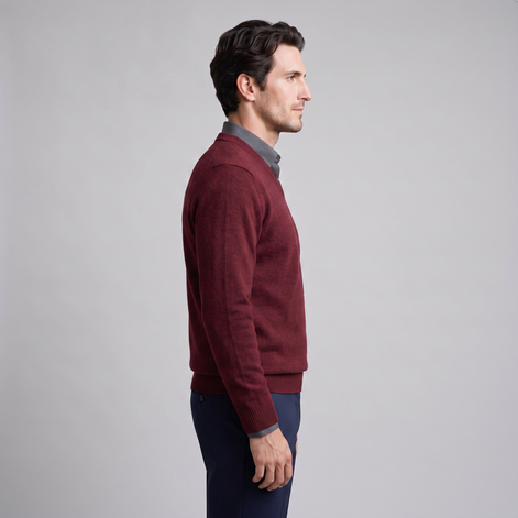 Herren Lässiger Langarm-Pullover mit V-Ausschnitt