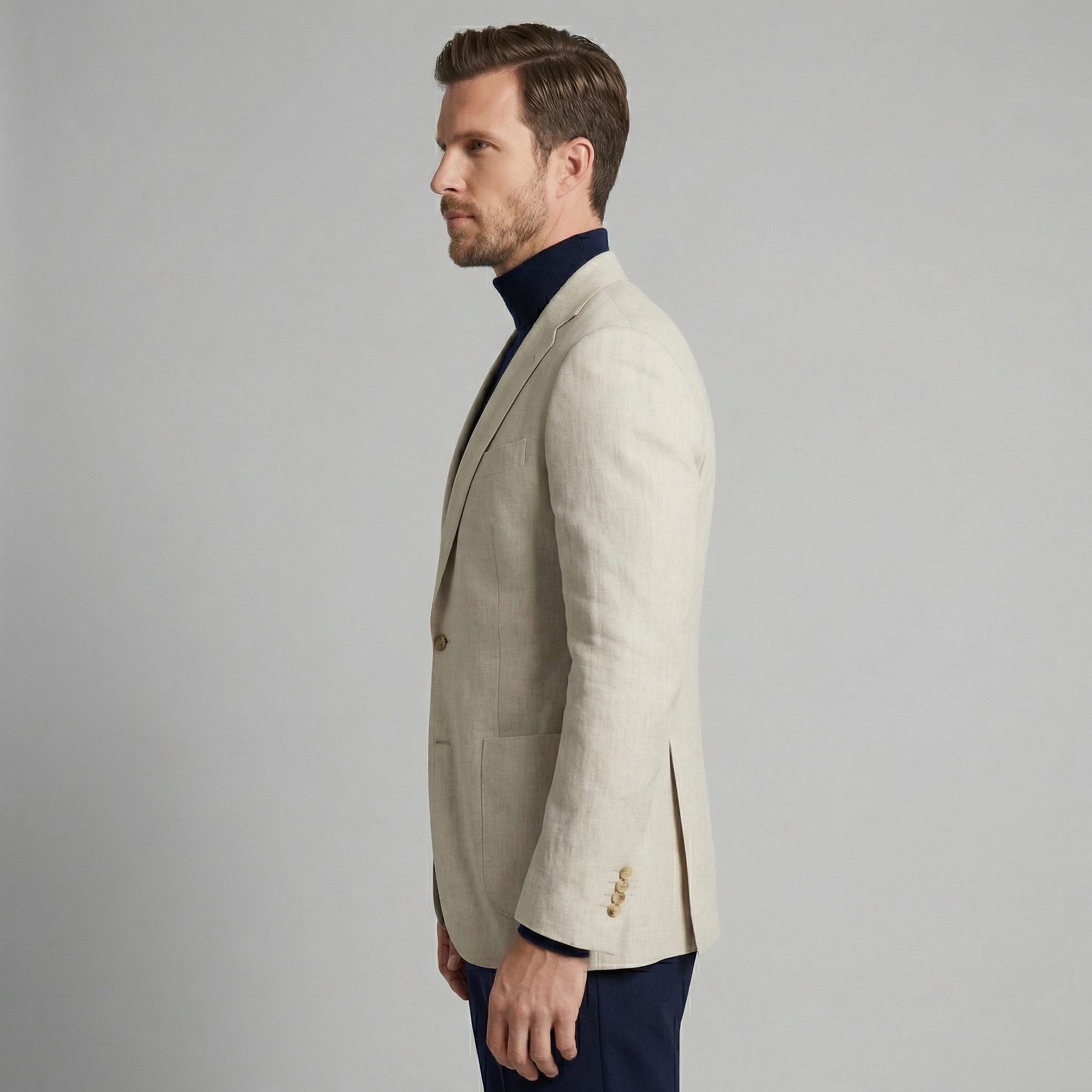 Herren Lässiger Leinen Blazer Jacke