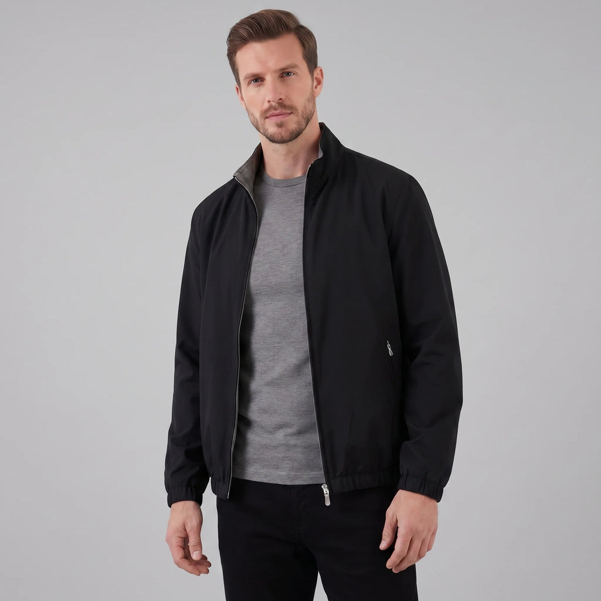Herren Leichte Bomberjacke mit Reißverschluss für Alltag und Freizeit
