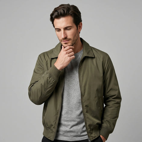 Herren Leichte Harrington-Jacke mit Stehkragen