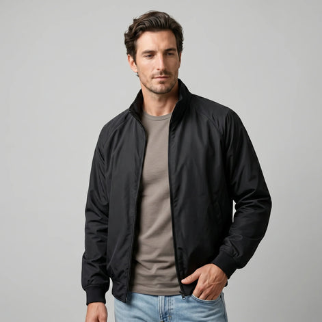 Herren Leichte Harrington-Jacke mit Stehkragen