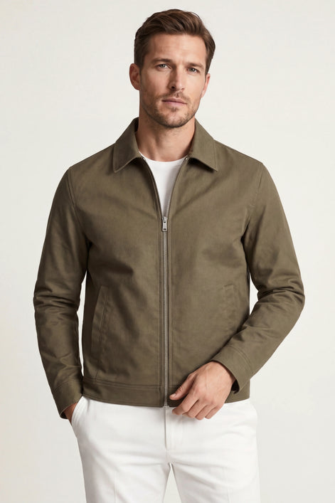Herren Leichte Reißverschlussjacke mit spitzem Kragen