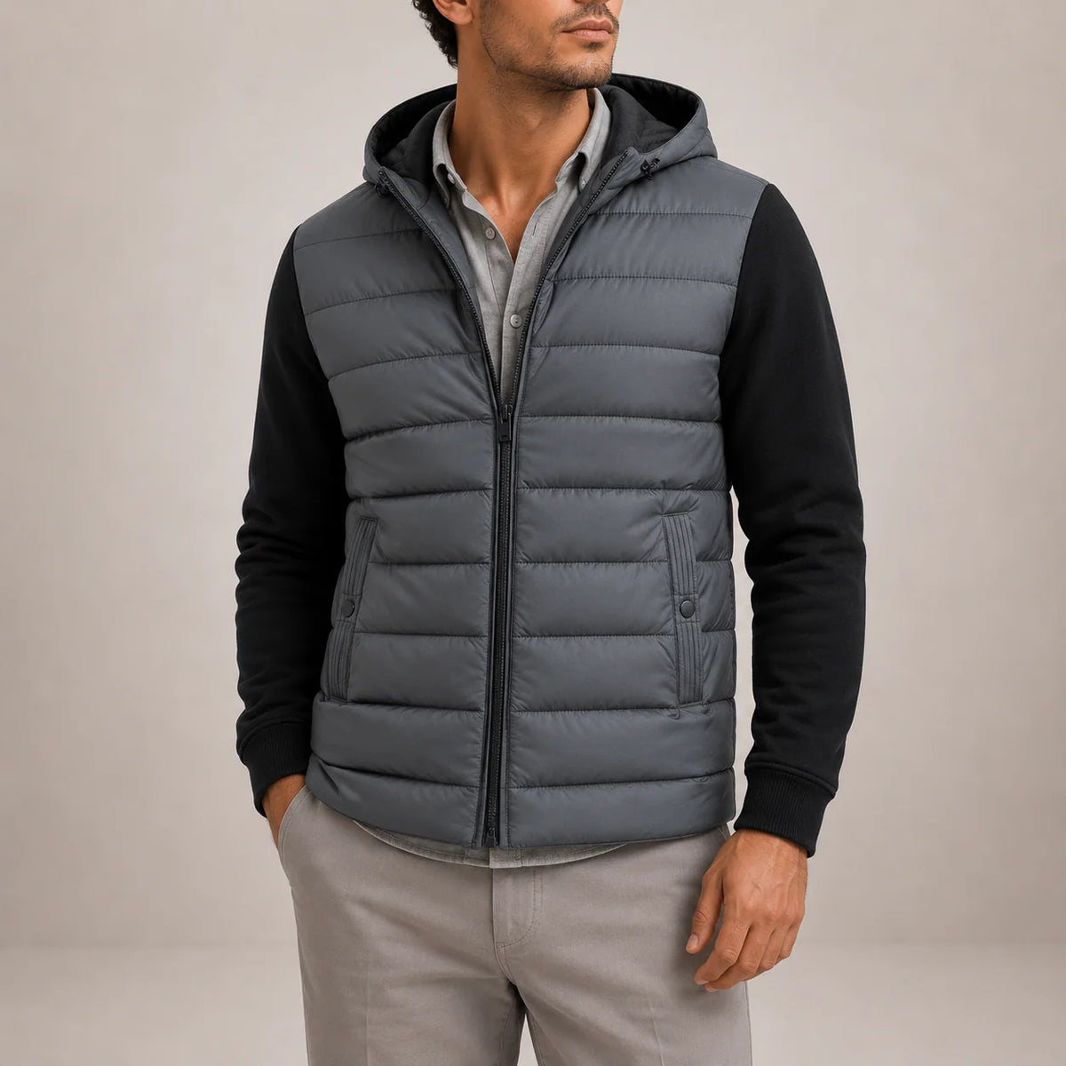 Herren Leichte Steppjacke mit Kapuze Alltagsjacke