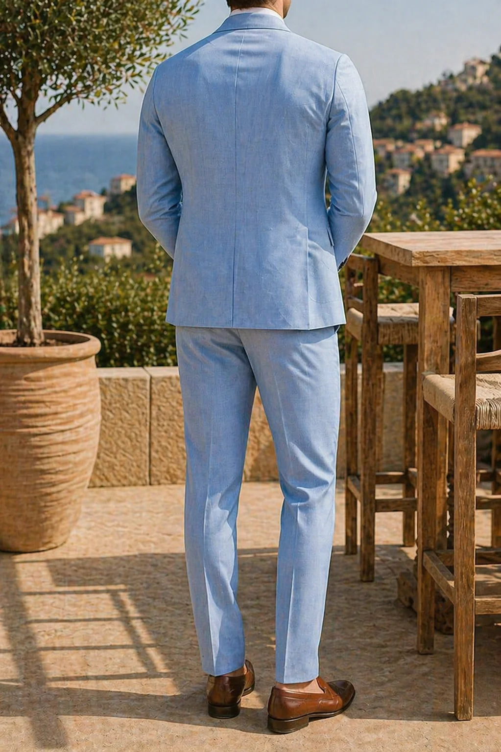 Herren Leinen Anzug Set Maßgeschneidert Elegantes Design