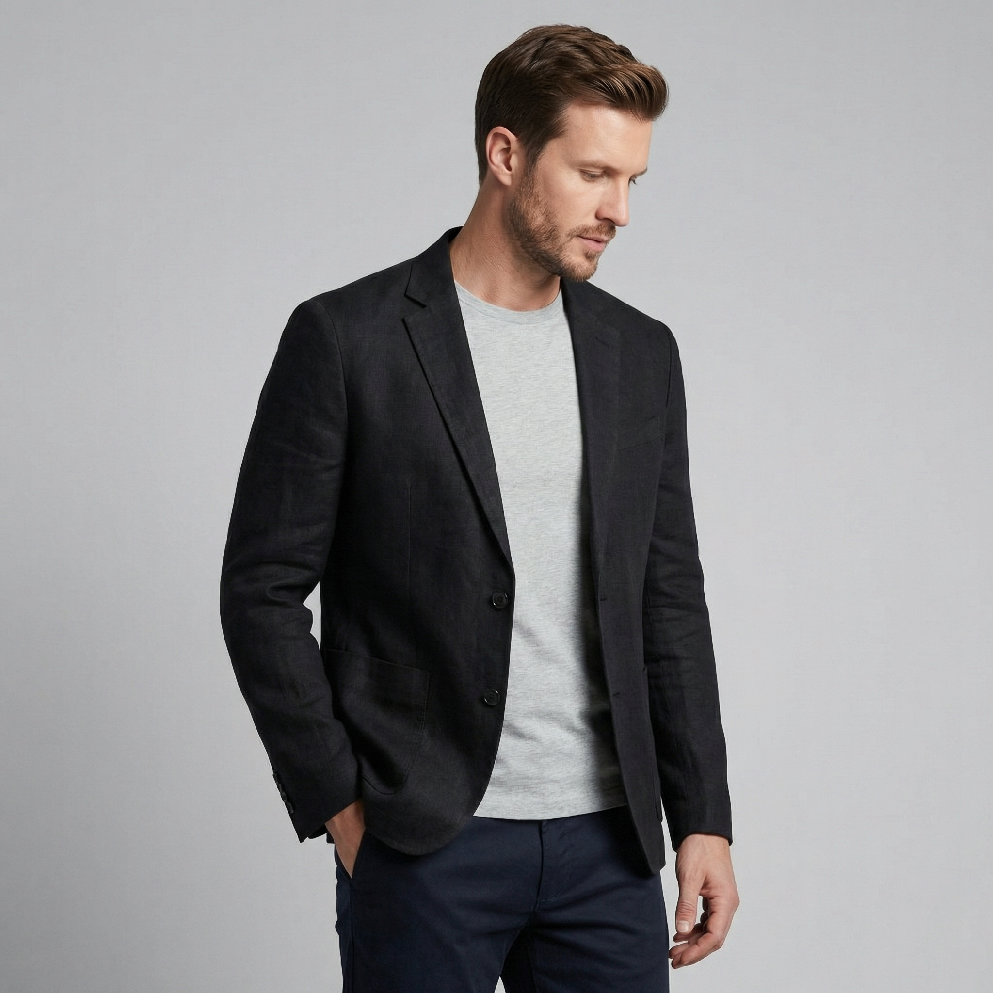 Herren Leinen Blazerjacke