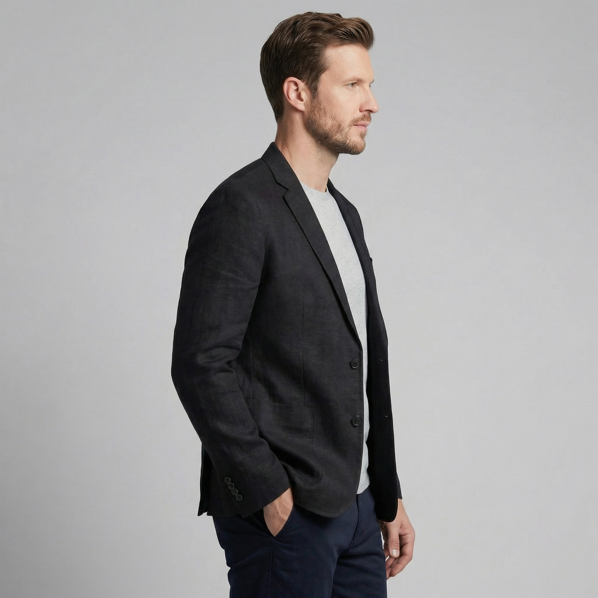 Herren Leinen Blazerjacke