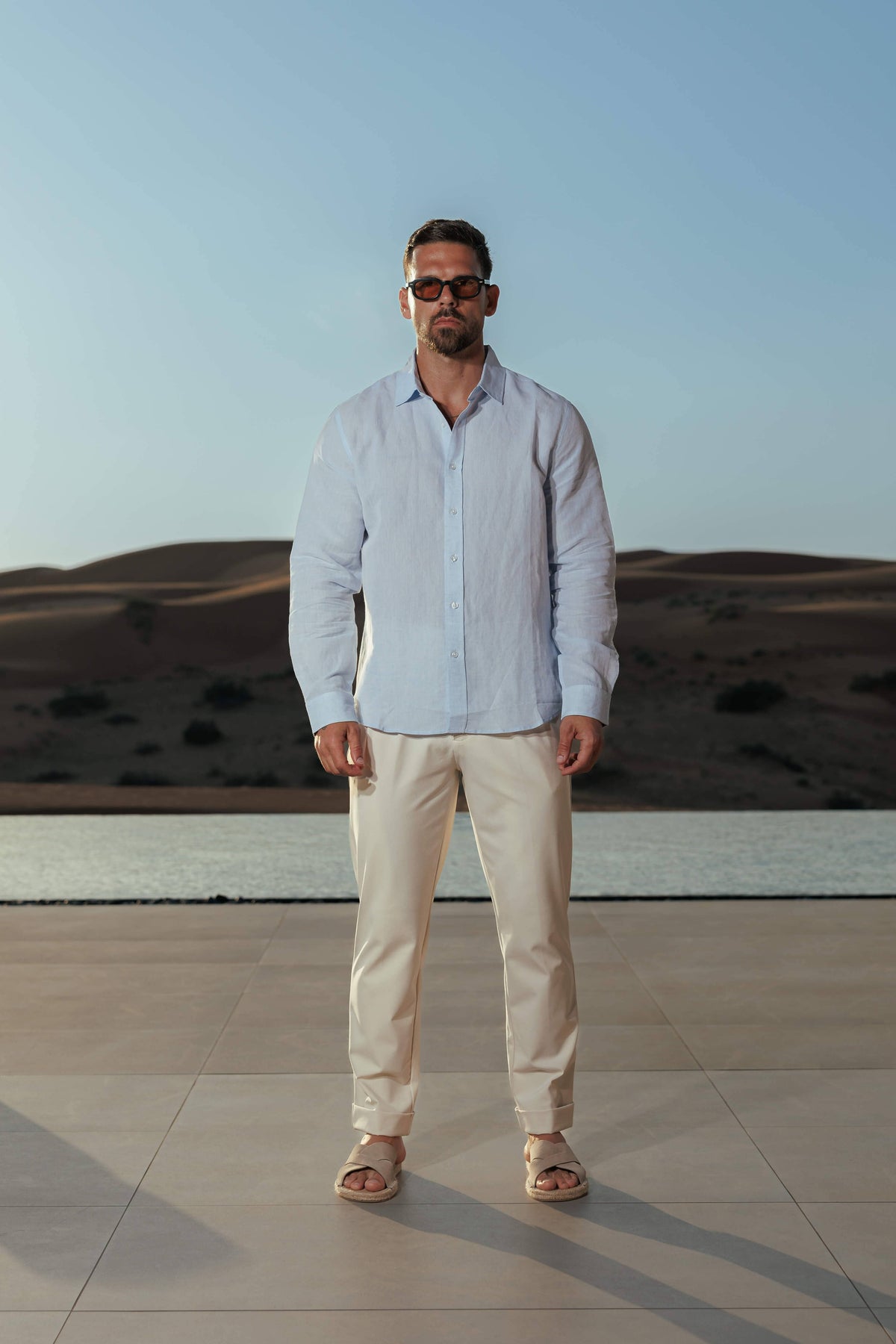 Herren Leinen Langarmhemd Sommer Casual