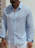 Herren Leinen Langarmhemd Sommer Casual