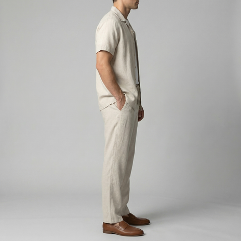Herren Leinen Slim Fit Hose