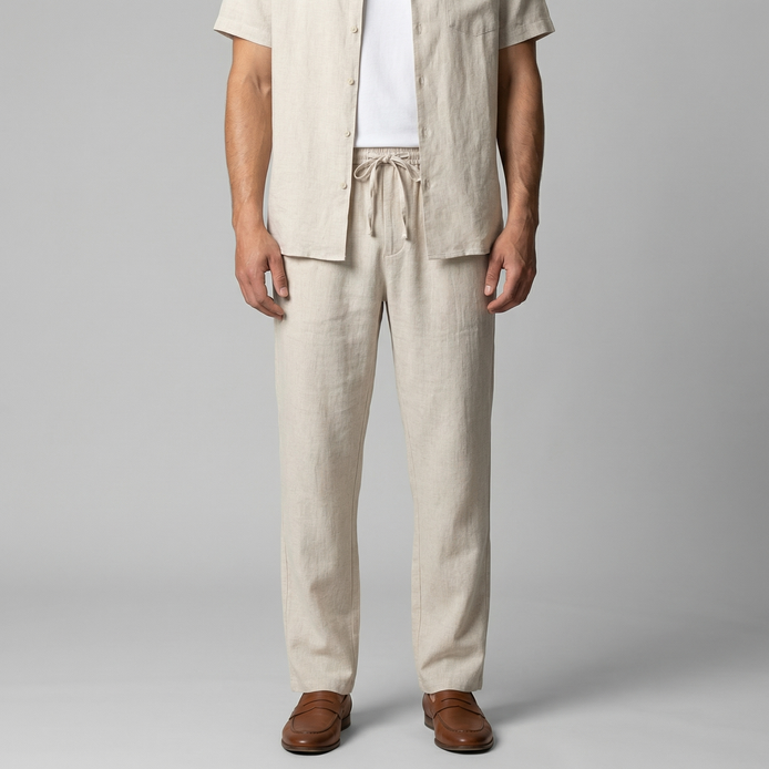 Herren Leinen Slim Fit Hose