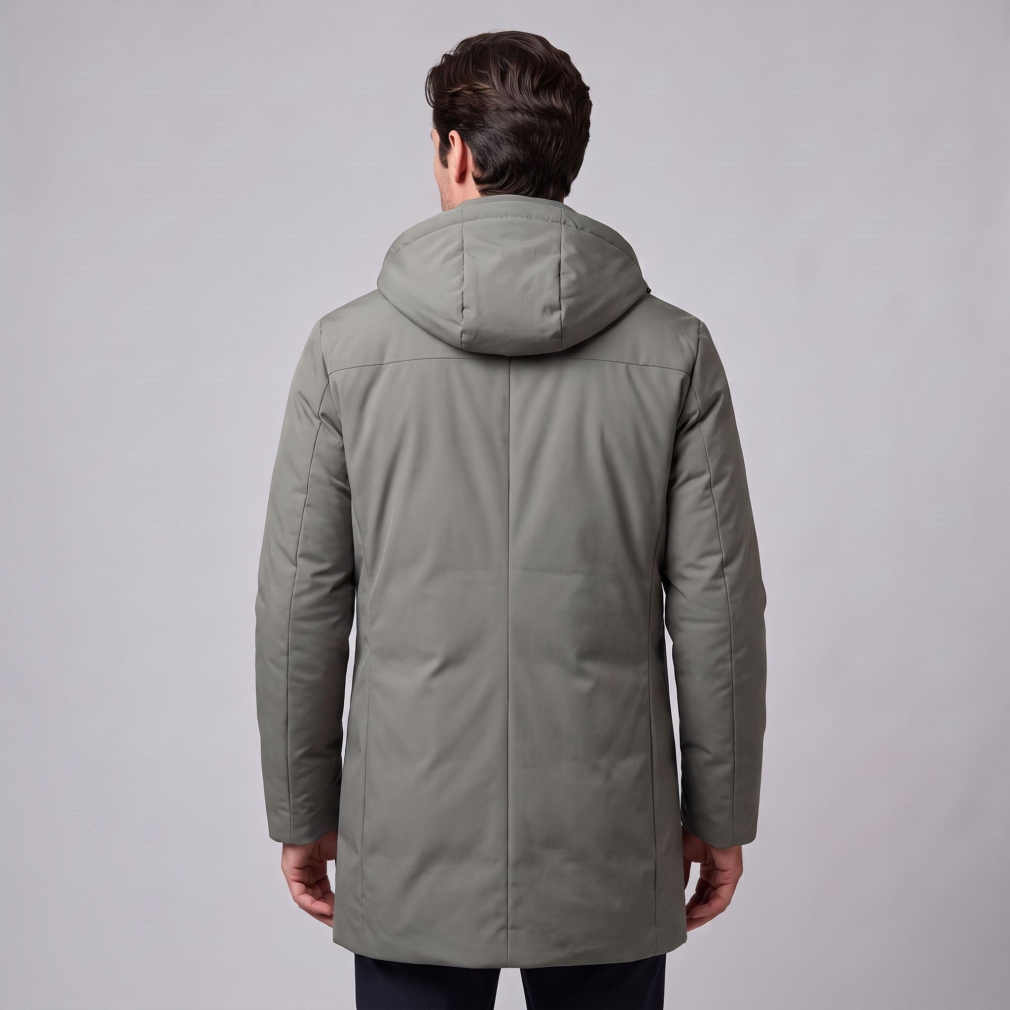 Herren Longline-Jacke mit Kapuze und Steppung