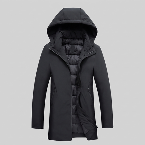 Herren Longline-Jacke mit Kapuze und Steppung
