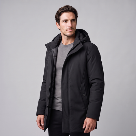 Herren Longline-Jacke mit Kapuze und Steppung