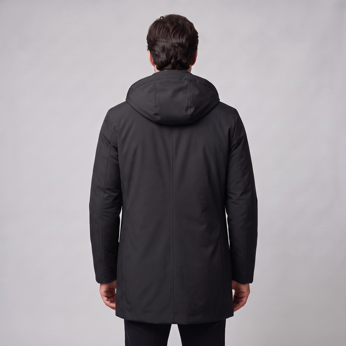 Herren Longline-Jacke mit Kapuze und Steppung