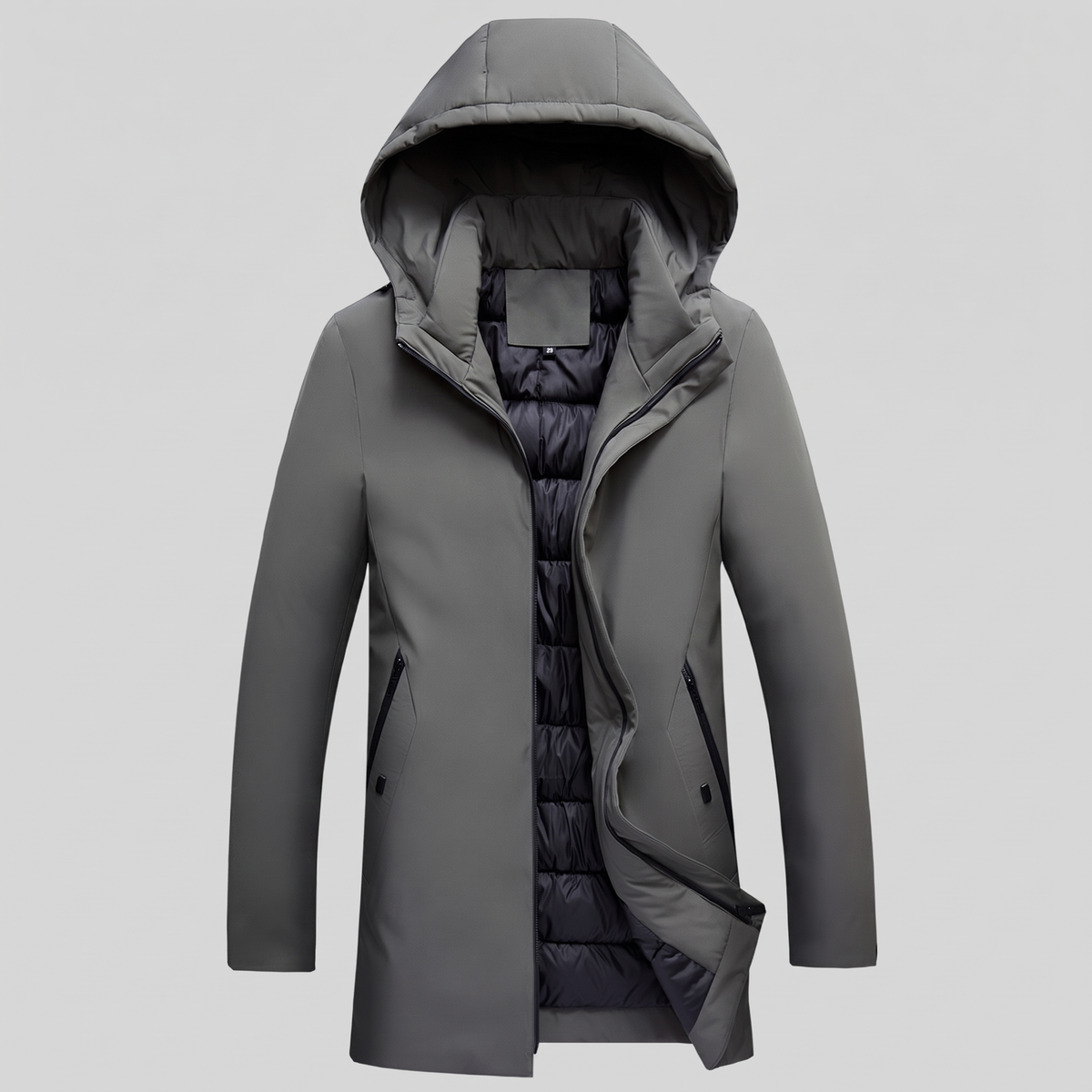 Herren Longline-Jacke mit Kapuze und Steppung