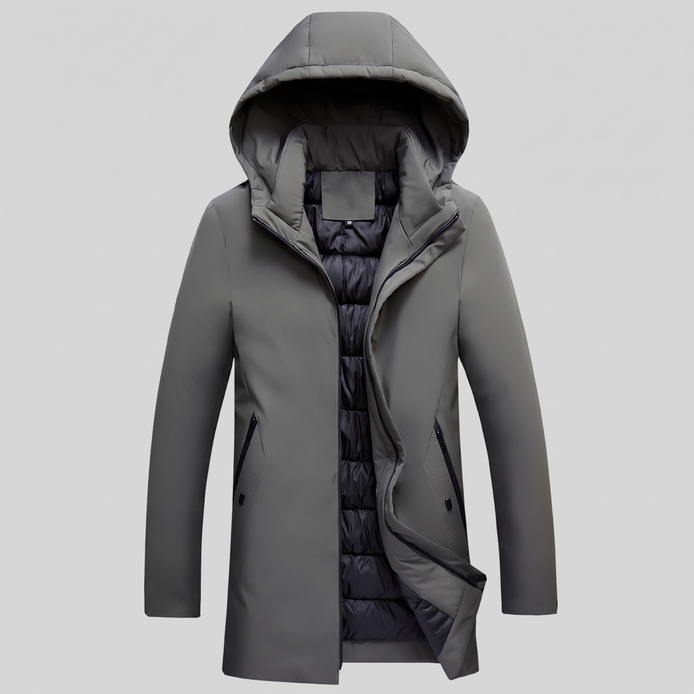 Herren Longline-Jacke mit Kapuze und Steppung