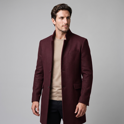 Herren Longline-Mantel mit Stehkragen