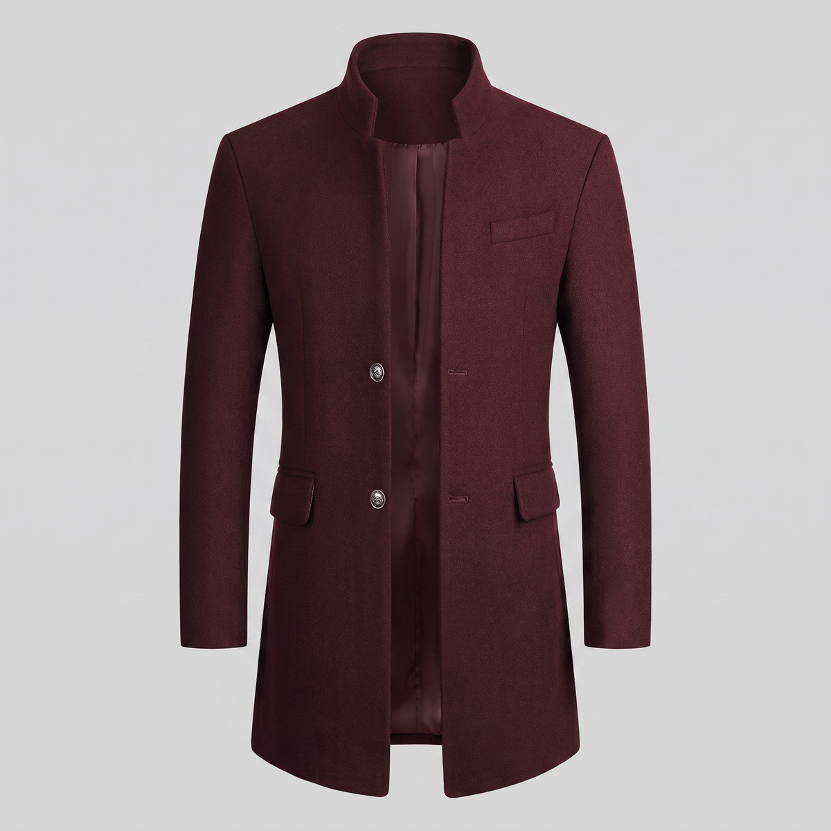 Herren Longline-Mantel mit Stehkragen