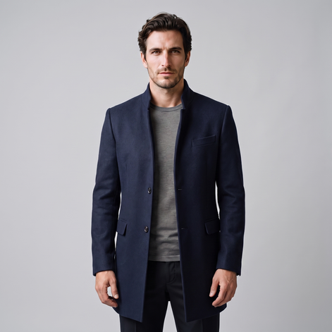 Herren Longline-Mantel mit Stehkragen