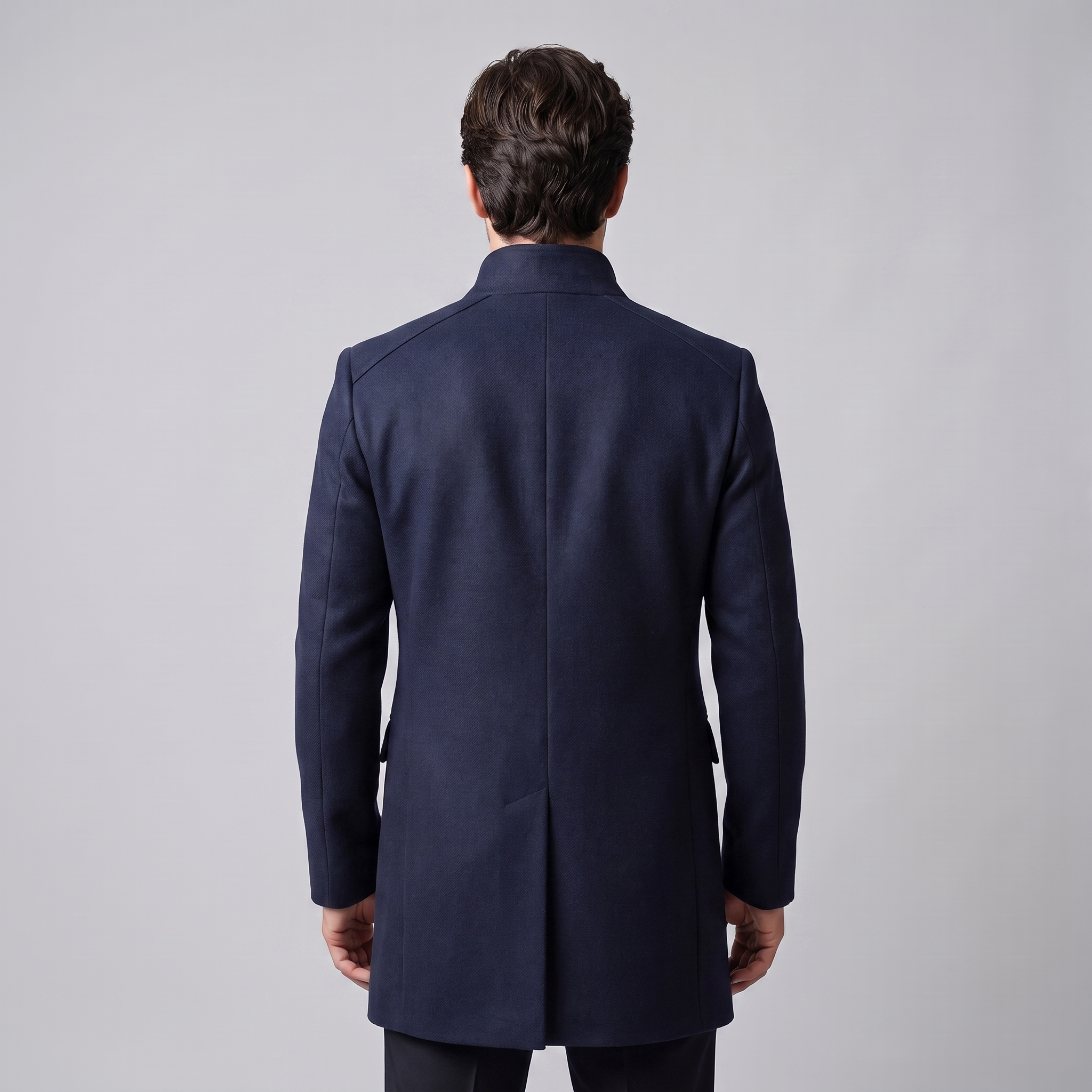 Herren Longline-Mantel mit Stehkragen