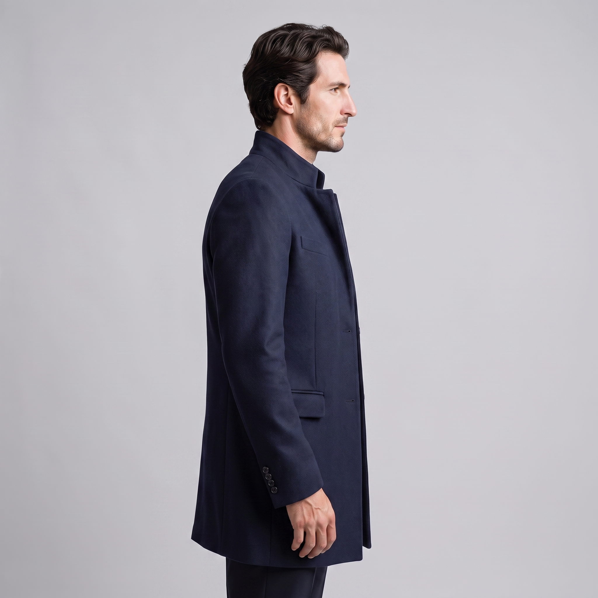 Herren Longline-Mantel mit Stehkragen