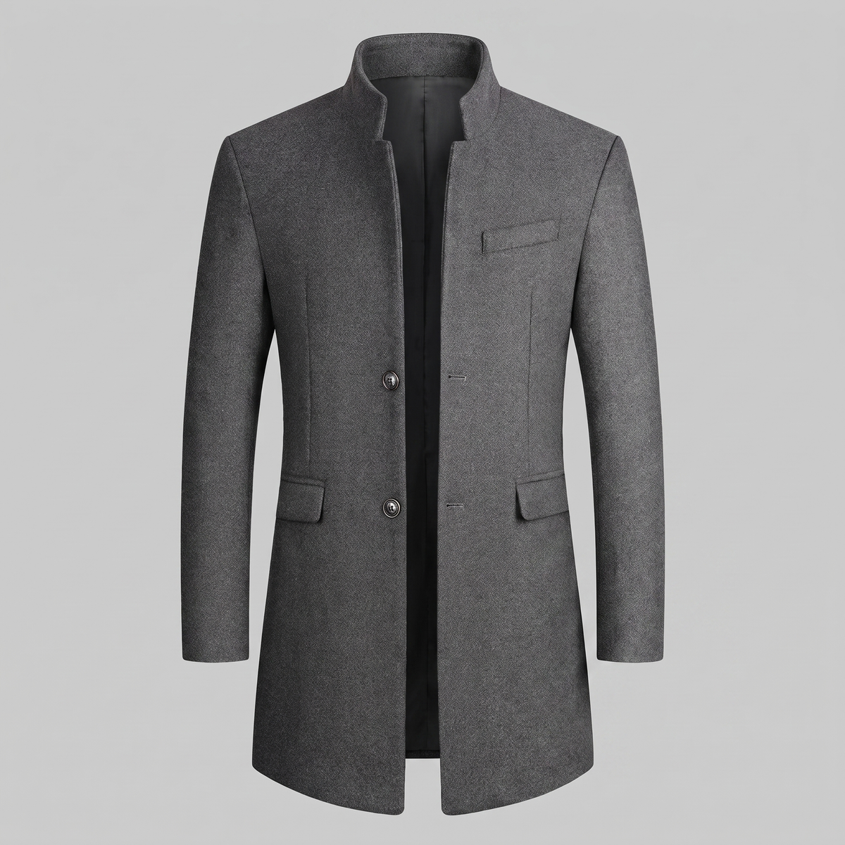 Herren Longline-Mantel mit Stehkragen