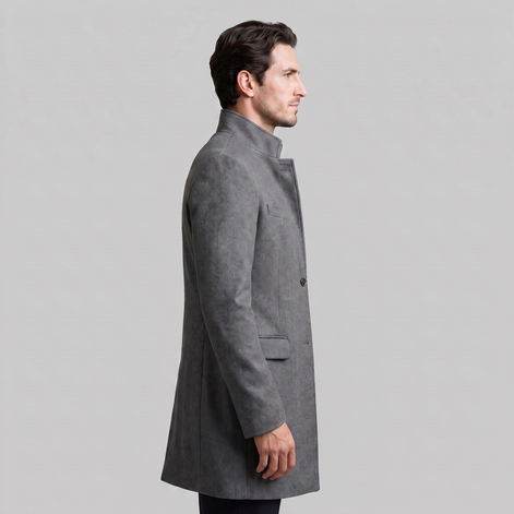 Herren Longline-Mantel mit Stehkragen