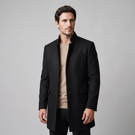 Herren Longline-Mantel mit Stehkragen