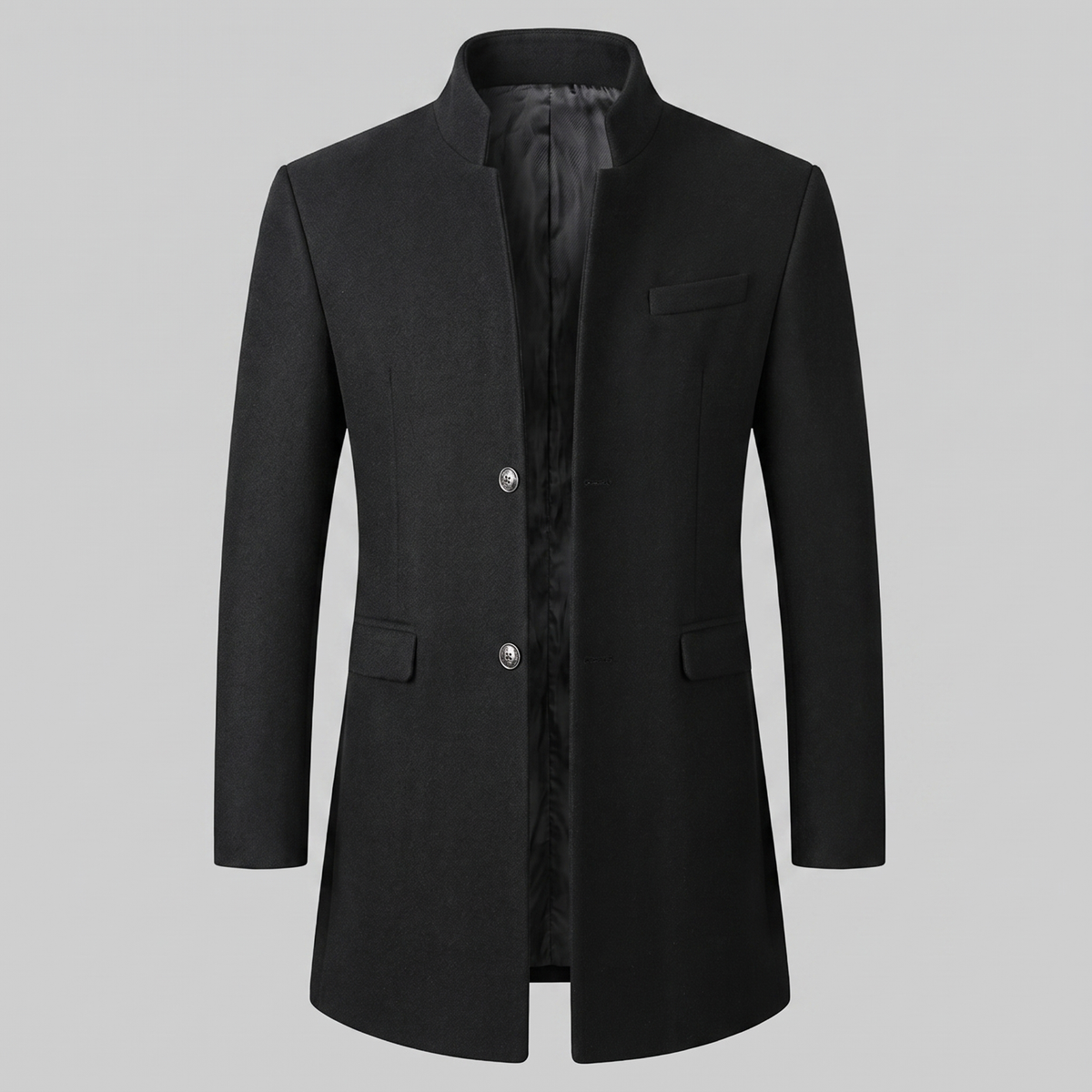 Herren Longline-Mantel mit Stehkragen