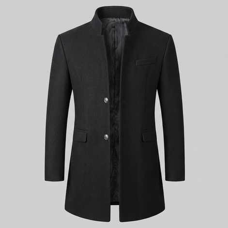Herren Longline-Mantel mit Stehkragen