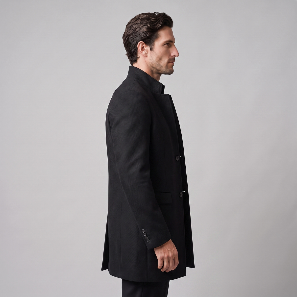 Herren Longline-Mantel mit Stehkragen