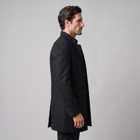 Herren Longline-Mantel mit Stehkragen