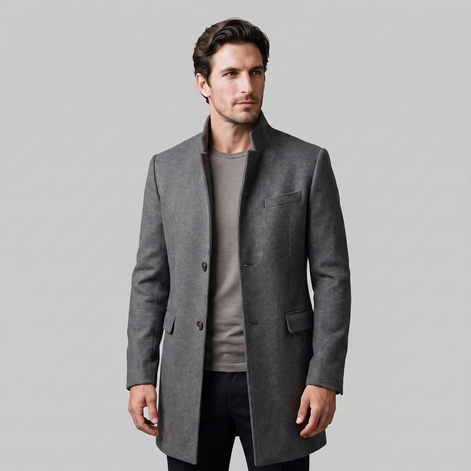 Herren Longline-Mantel mit Stehkragen