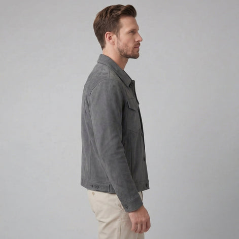 Herren Minimalistische Jacke Mit Knopfverschluss