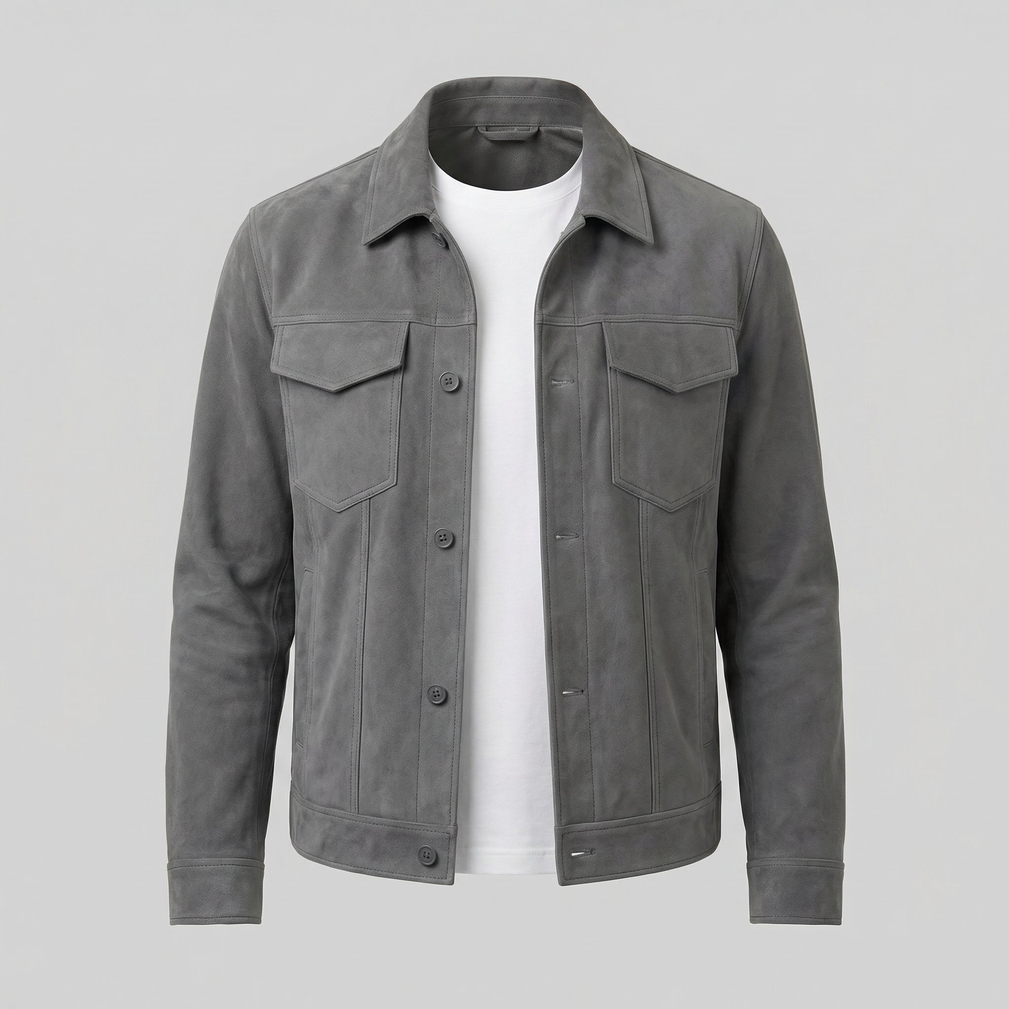 Herren Minimalistische Jacke Mit Knopfverschluss
