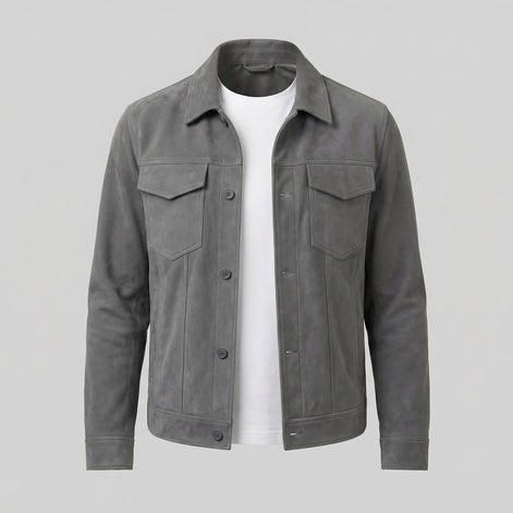 Herren Minimalistische Jacke Mit Knopfverschluss