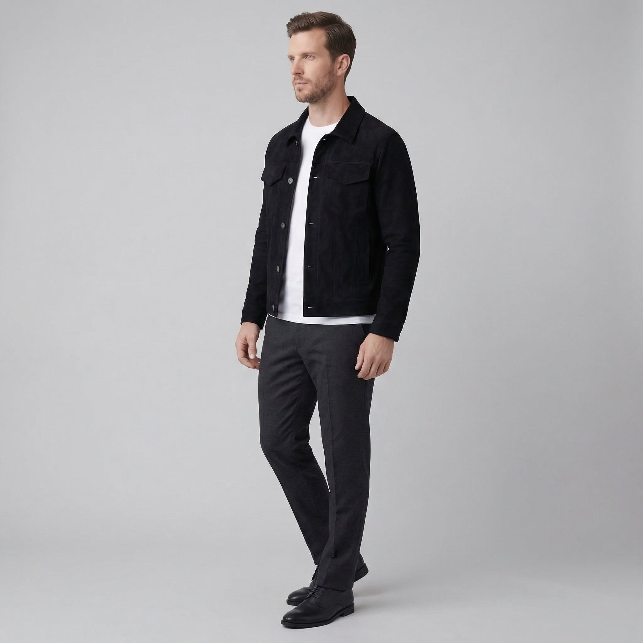 Herren Minimalistische Jacke Mit Knopfverschluss