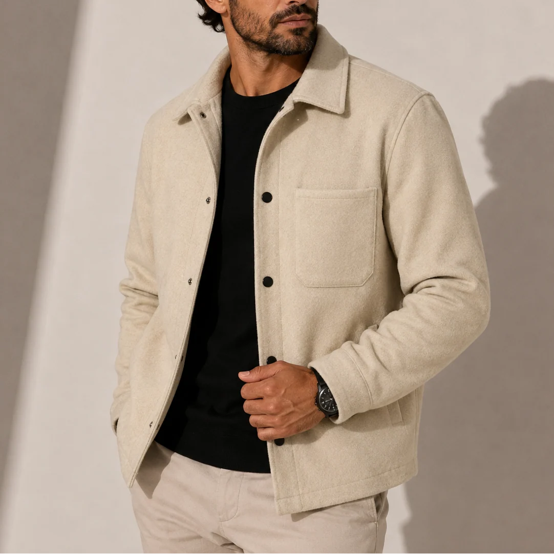 Herren Overshirt Jacke mit Knopfleiste für Freizeitlook