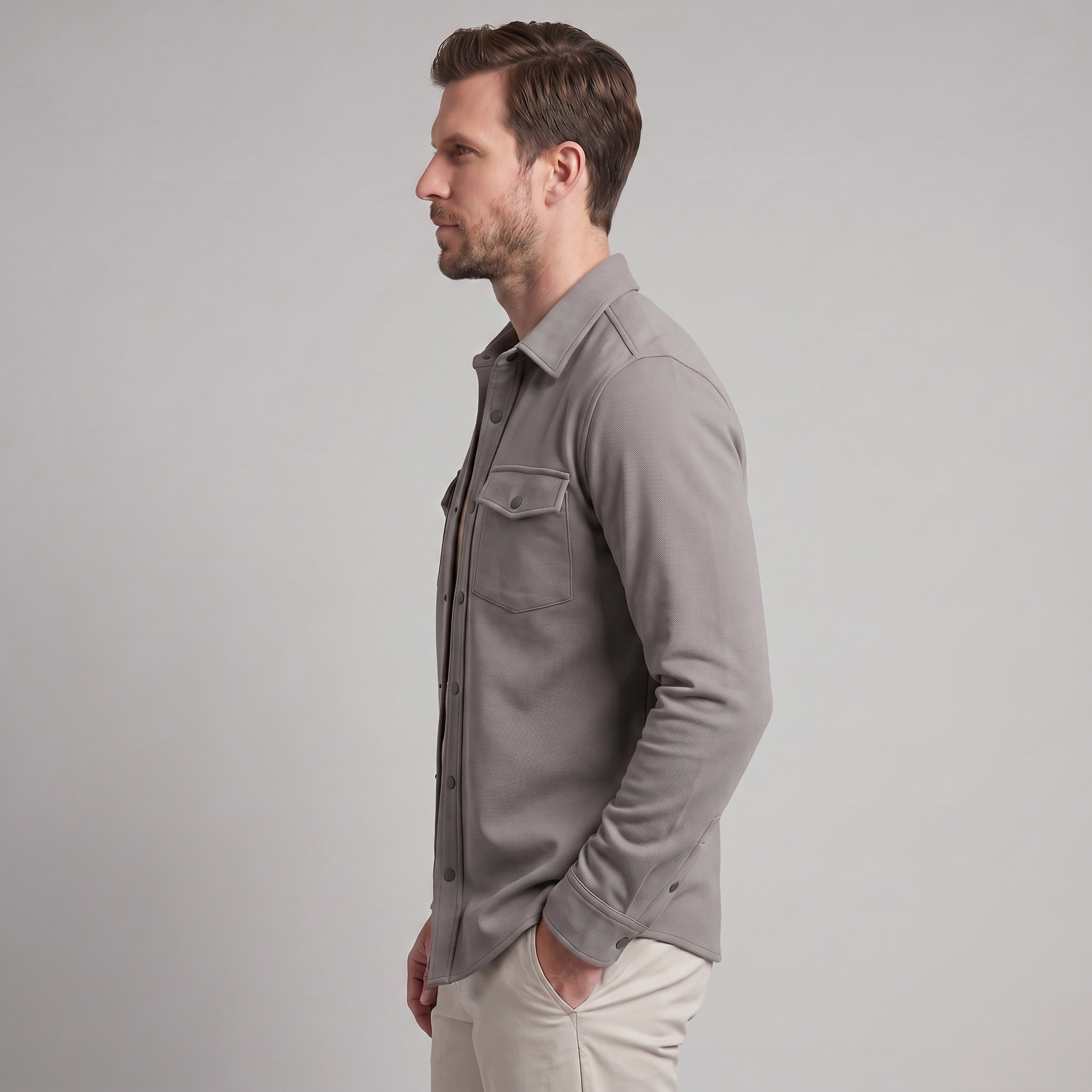 Herren Overshirt Mit Zwei Brusttaschen Slim Fit