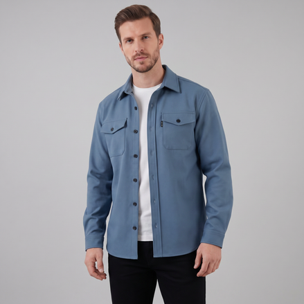 Herren Overshirt Mit Zwei Brusttaschen Slim Fit