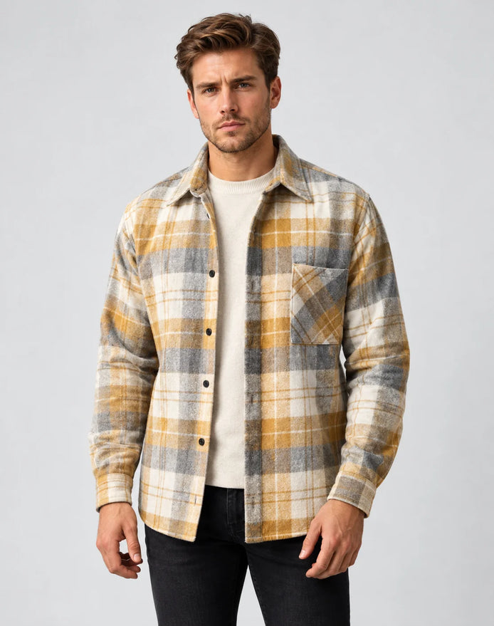 Herren Overshirt mit Karomuster für Lagenlook im Herbst
