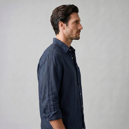 Herren Oversize Langarmhemd mit Spitzkragen
